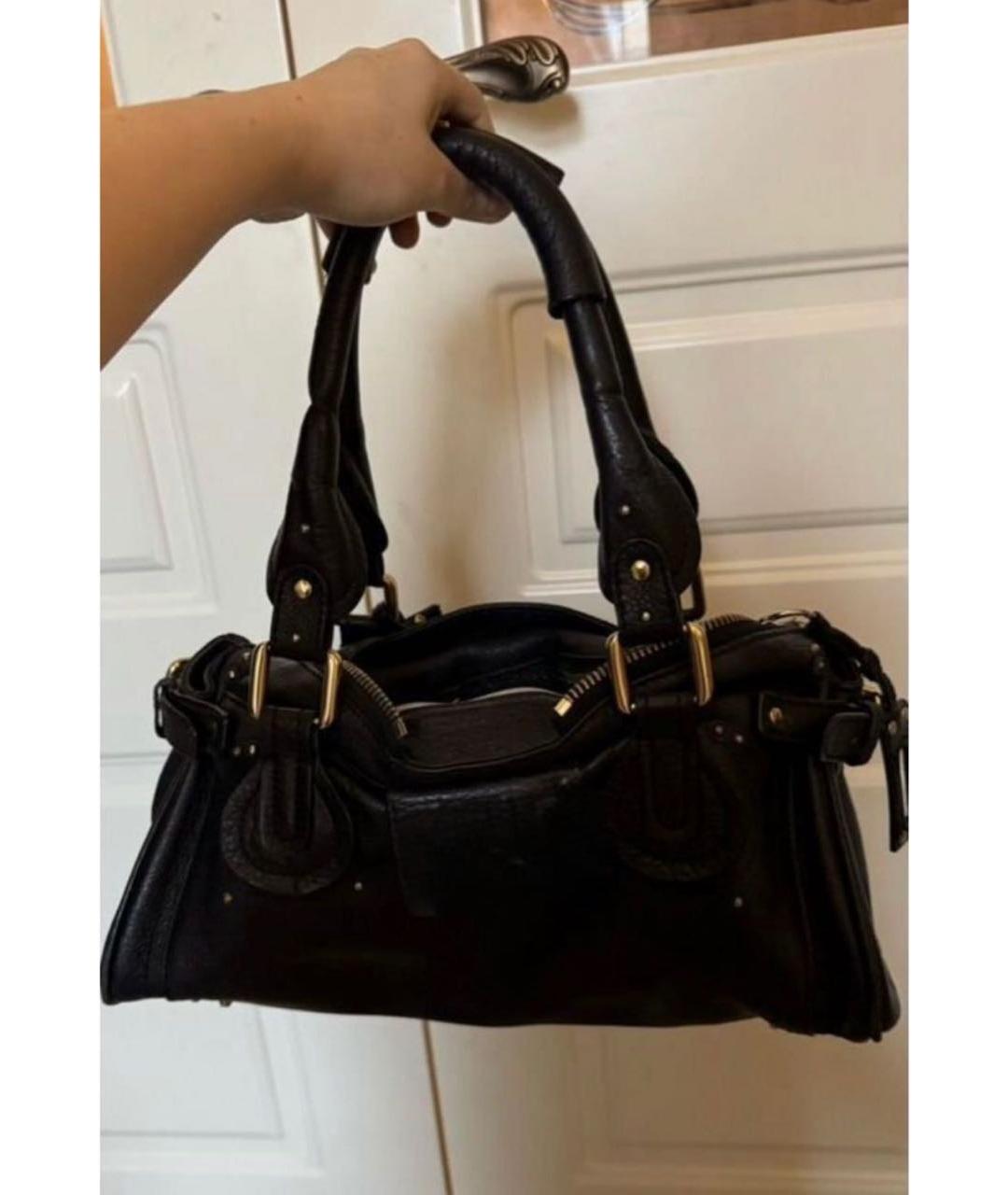 CHLOE Черная кожаная сумка с короткими ручками, фото 3