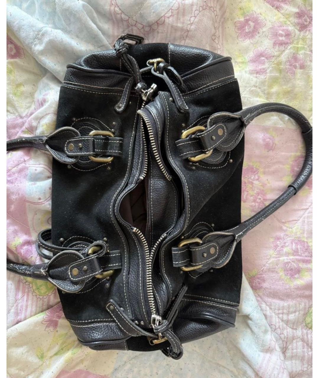 CHLOE Черная кожаная сумка с короткими ручками, фото 5