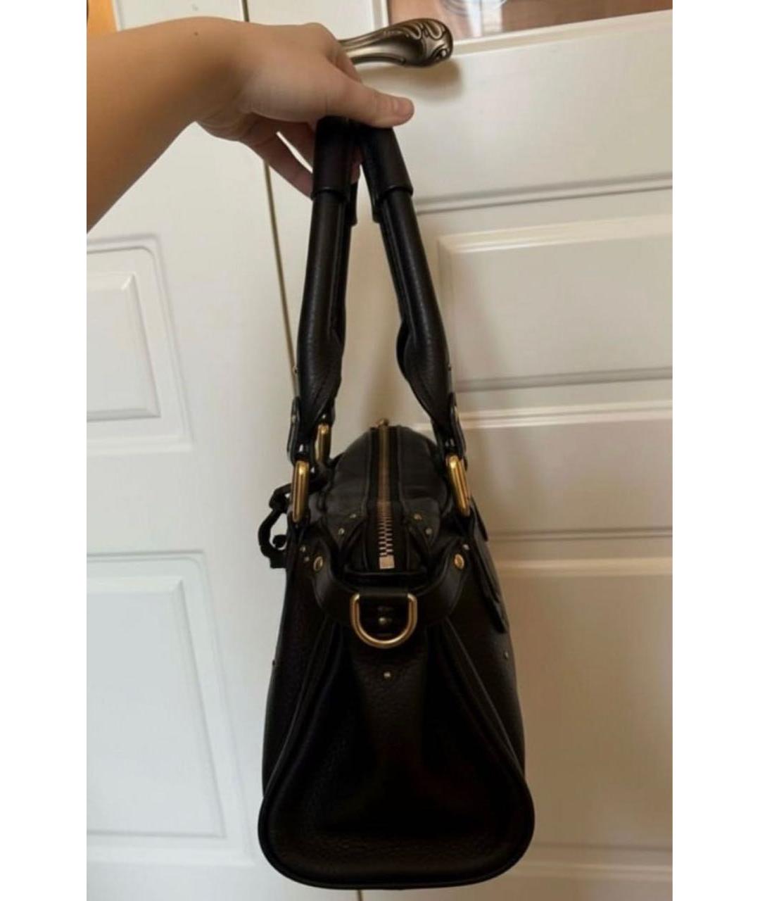 CHLOE Черная кожаная сумка с короткими ручками, фото 2