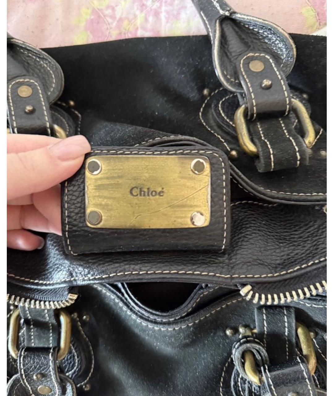 CHLOE Черная кожаная сумка с короткими ручками, фото 7