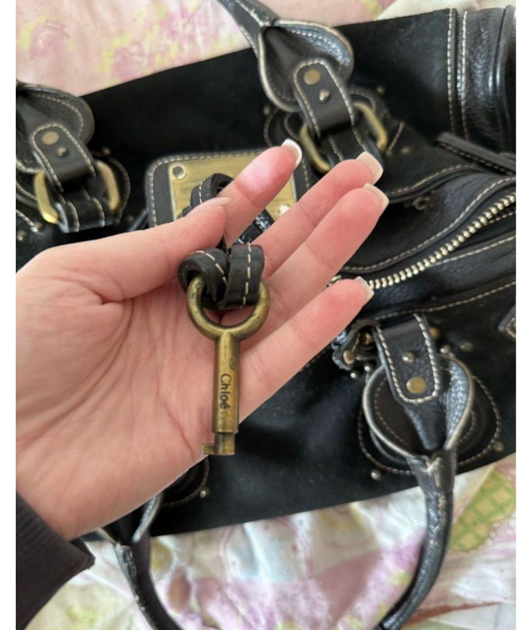 CHLOE Черная кожаная сумка с короткими ручками, фото 6