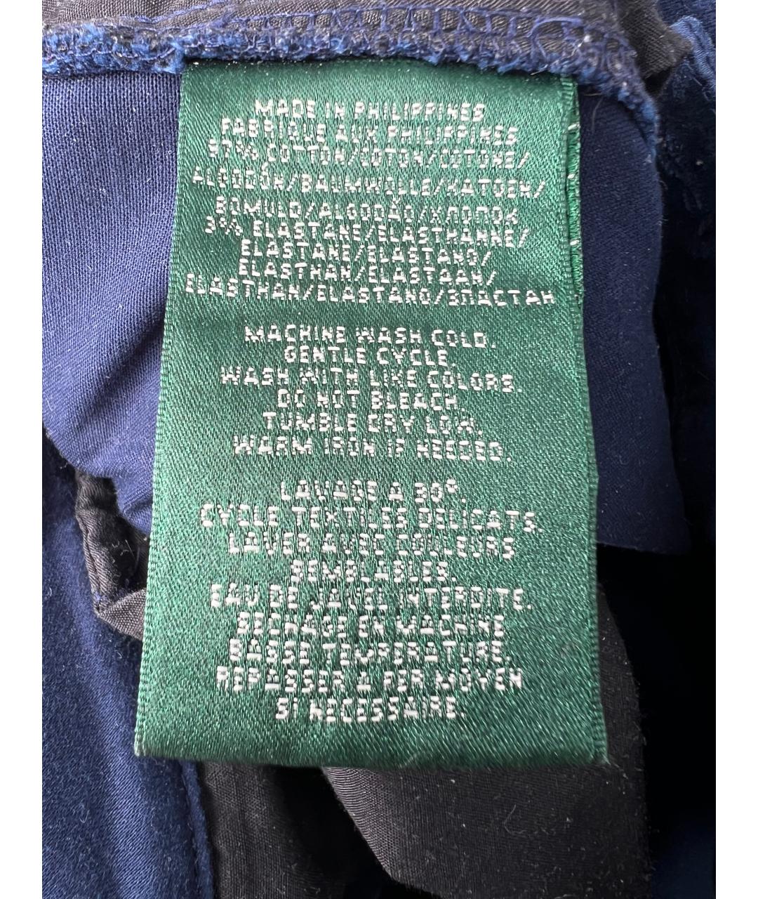 RALPH LAUREN Темно-синие хлопковые прямые брюки, фото 5