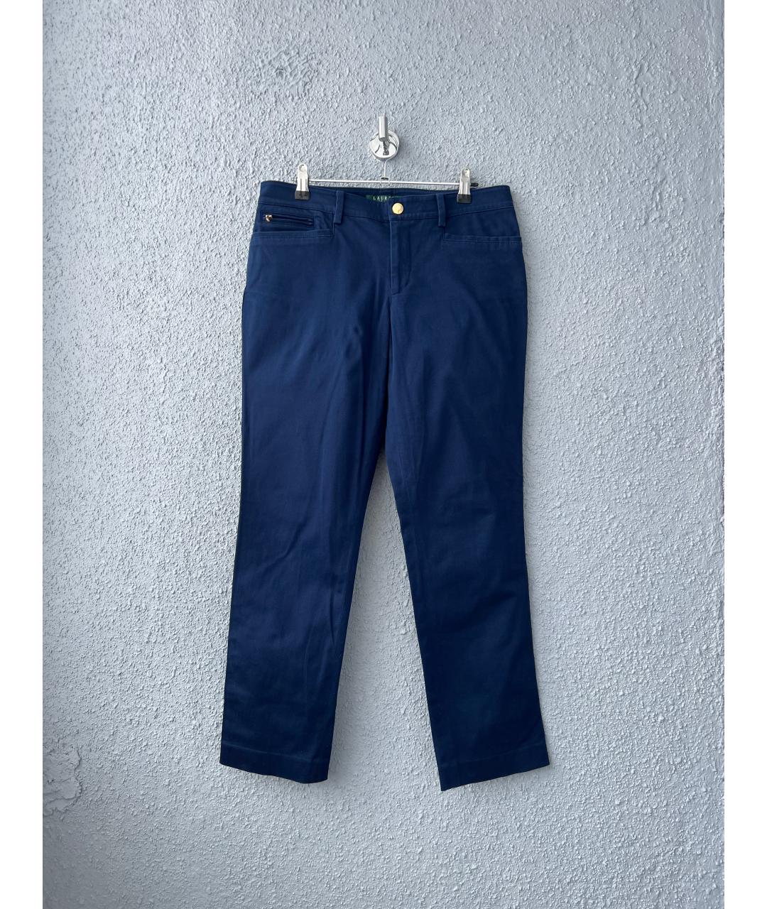 RALPH LAUREN Темно-синие хлопковые прямые брюки, фото 8