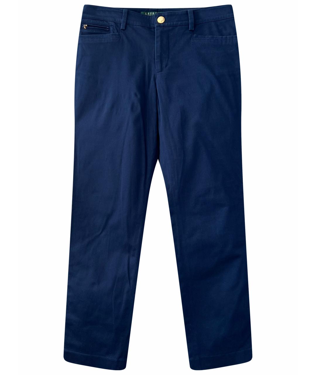 RALPH LAUREN Темно-синие хлопковые прямые брюки, фото 1