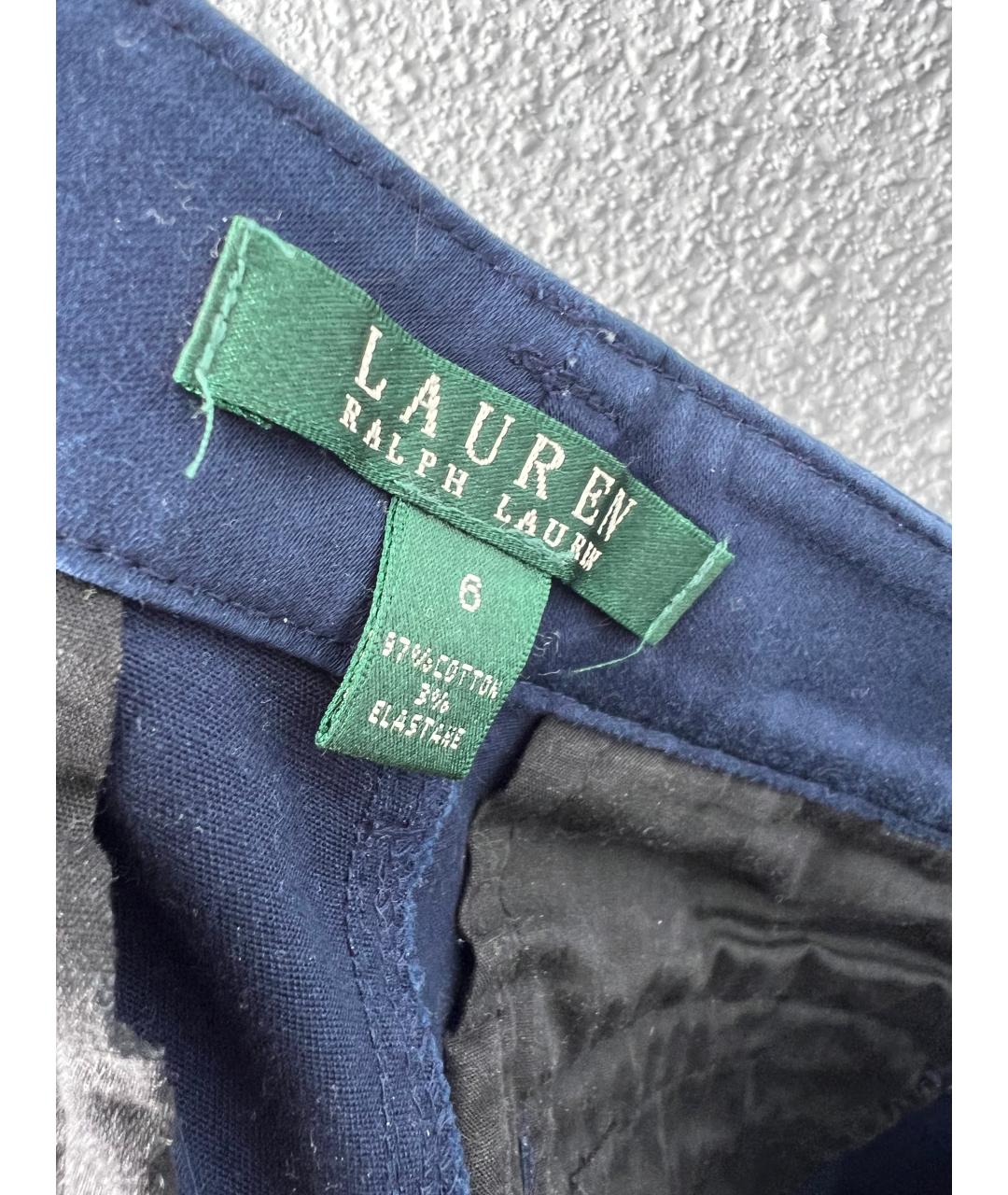 RALPH LAUREN Темно-синие хлопковые прямые брюки, фото 7