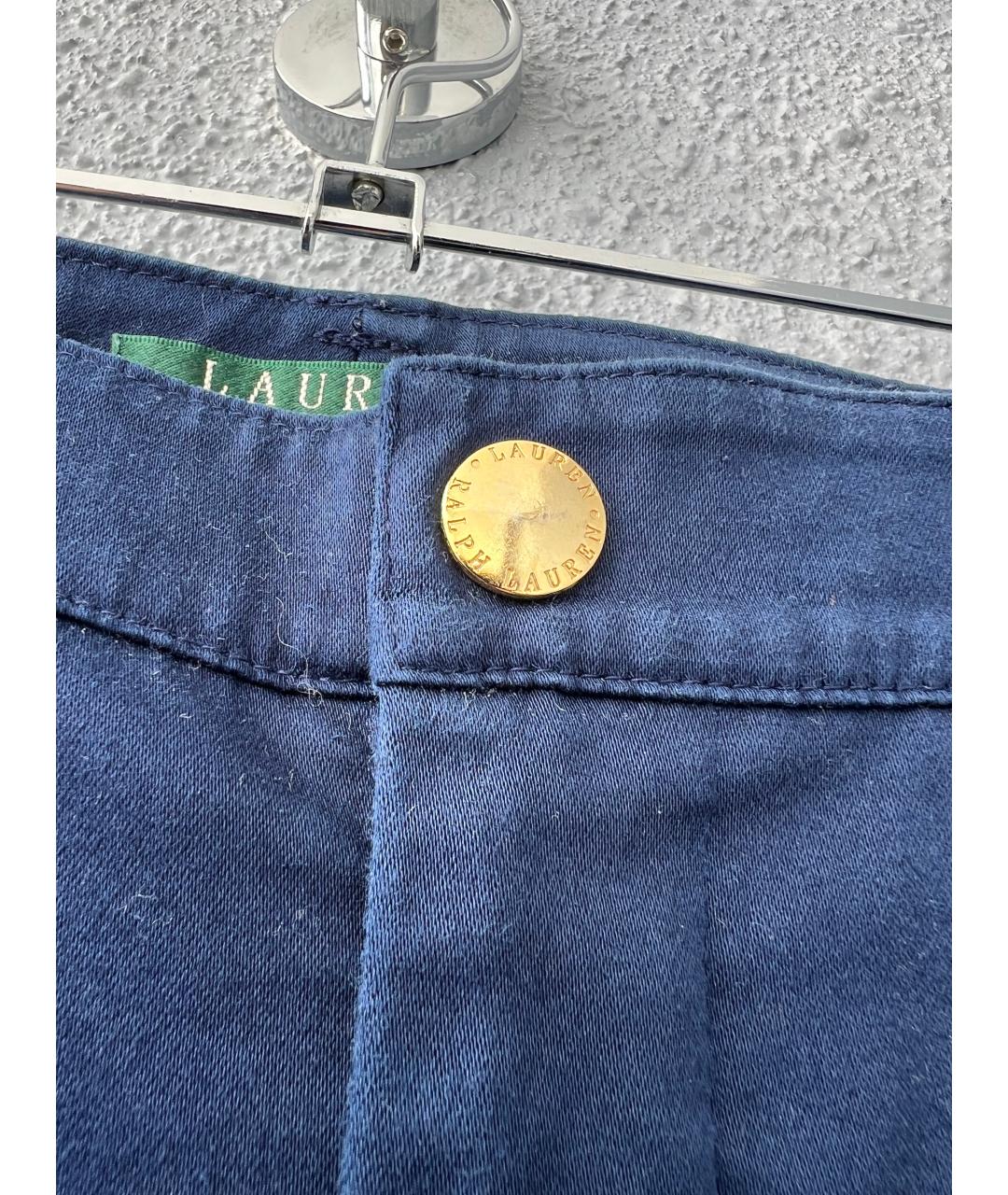 RALPH LAUREN Темно-синие хлопковые прямые брюки, фото 3