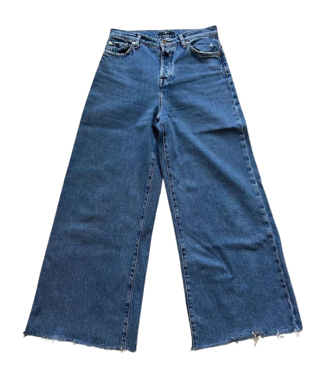 7 FOR ALL MANKIND Голубые хлопко-эластановые джинсы клеш, фото 1