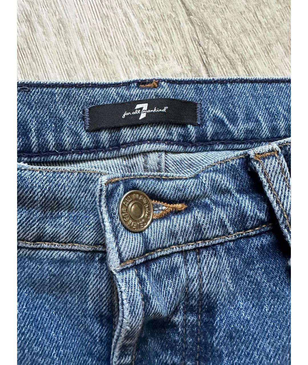 7 FOR ALL MANKIND Голубые хлопко-эластановые джинсы клеш, фото 3