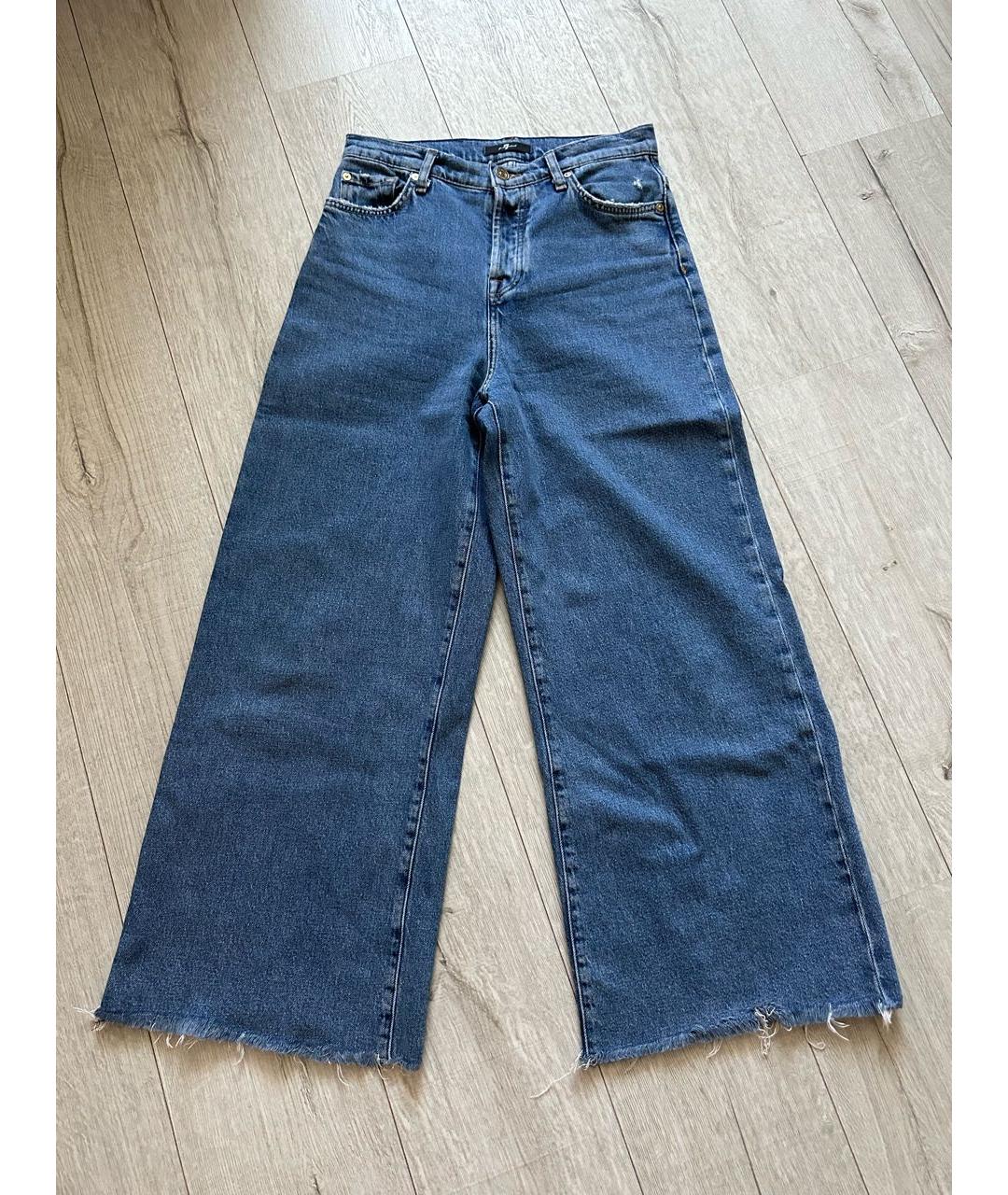 7 FOR ALL MANKIND Голубые хлопко-эластановые джинсы клеш, фото 7