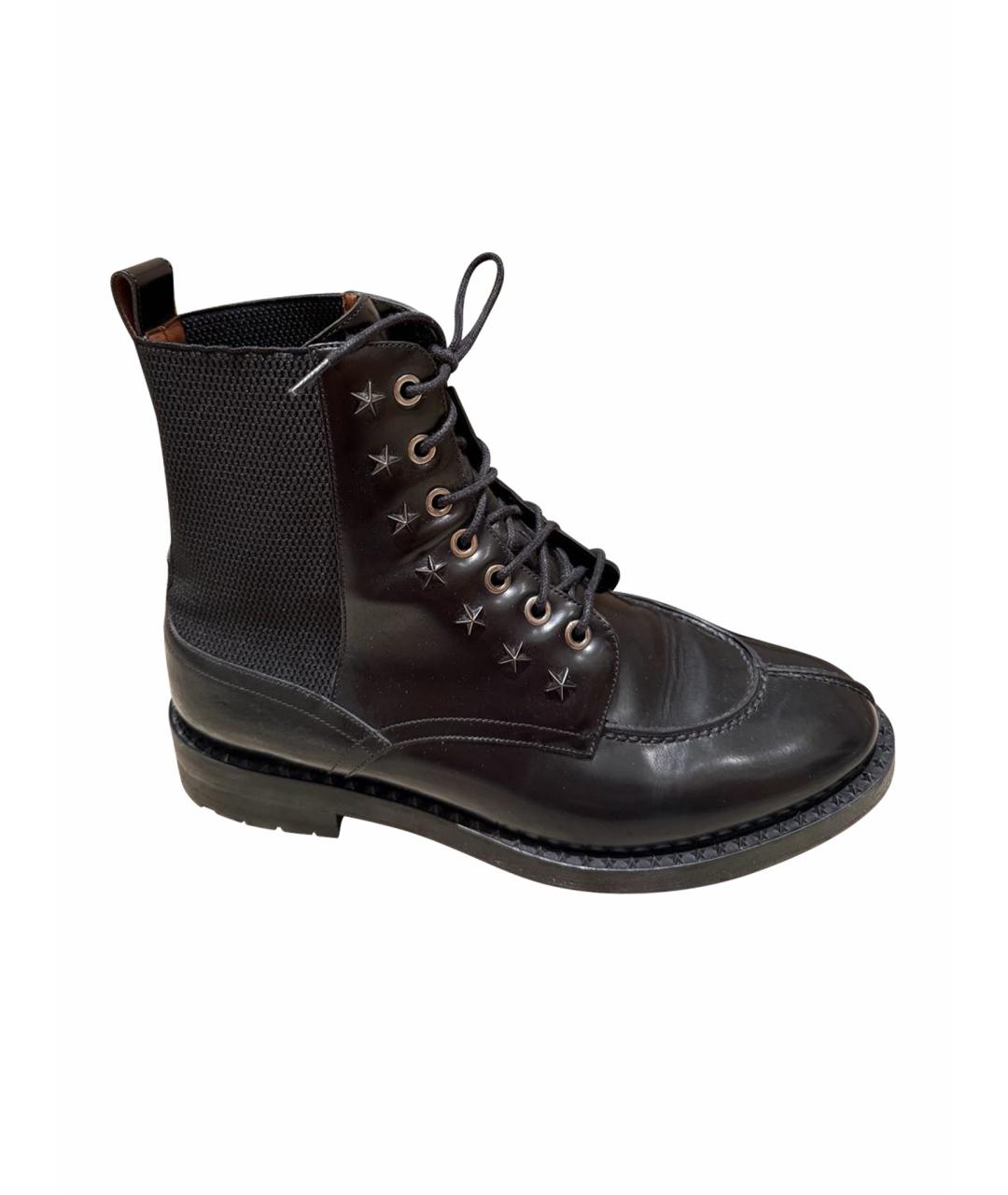 JIMMY CHOO Черные кожаные высокие ботинки, фото 1