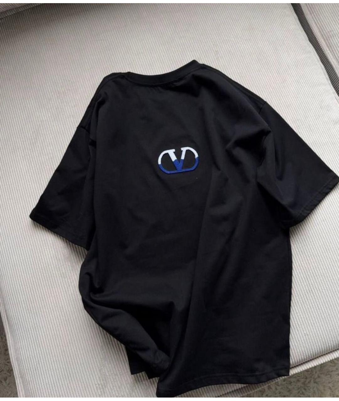 VALENTINO Черная хлопковая футболка, фото 2