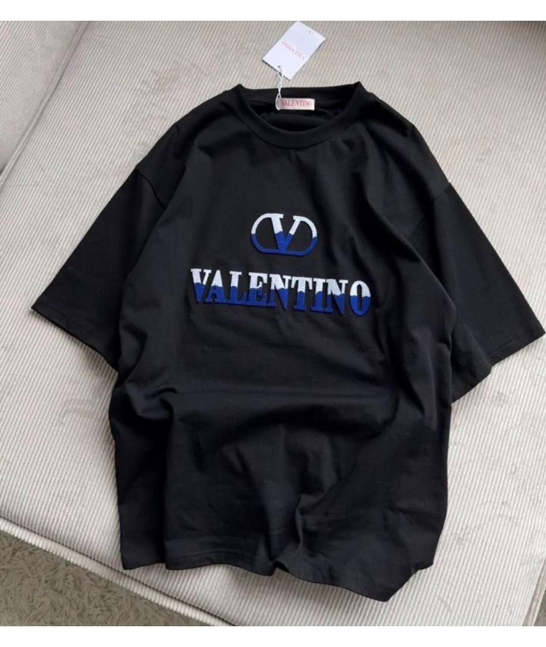 VALENTINO Черная хлопковая футболка, фото 4