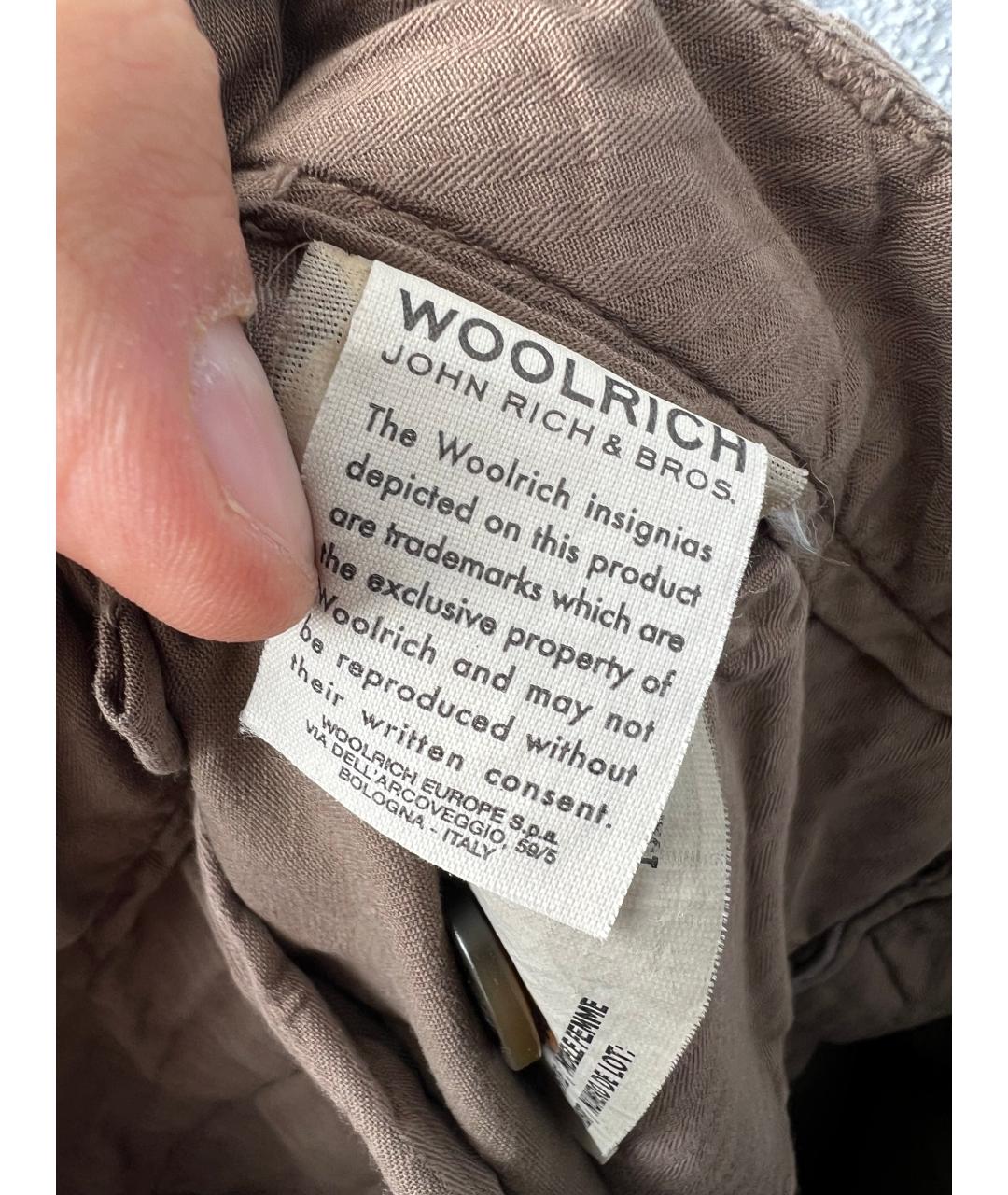 WOOLRICH Коричневые хлопковые прямые брюки, фото 2