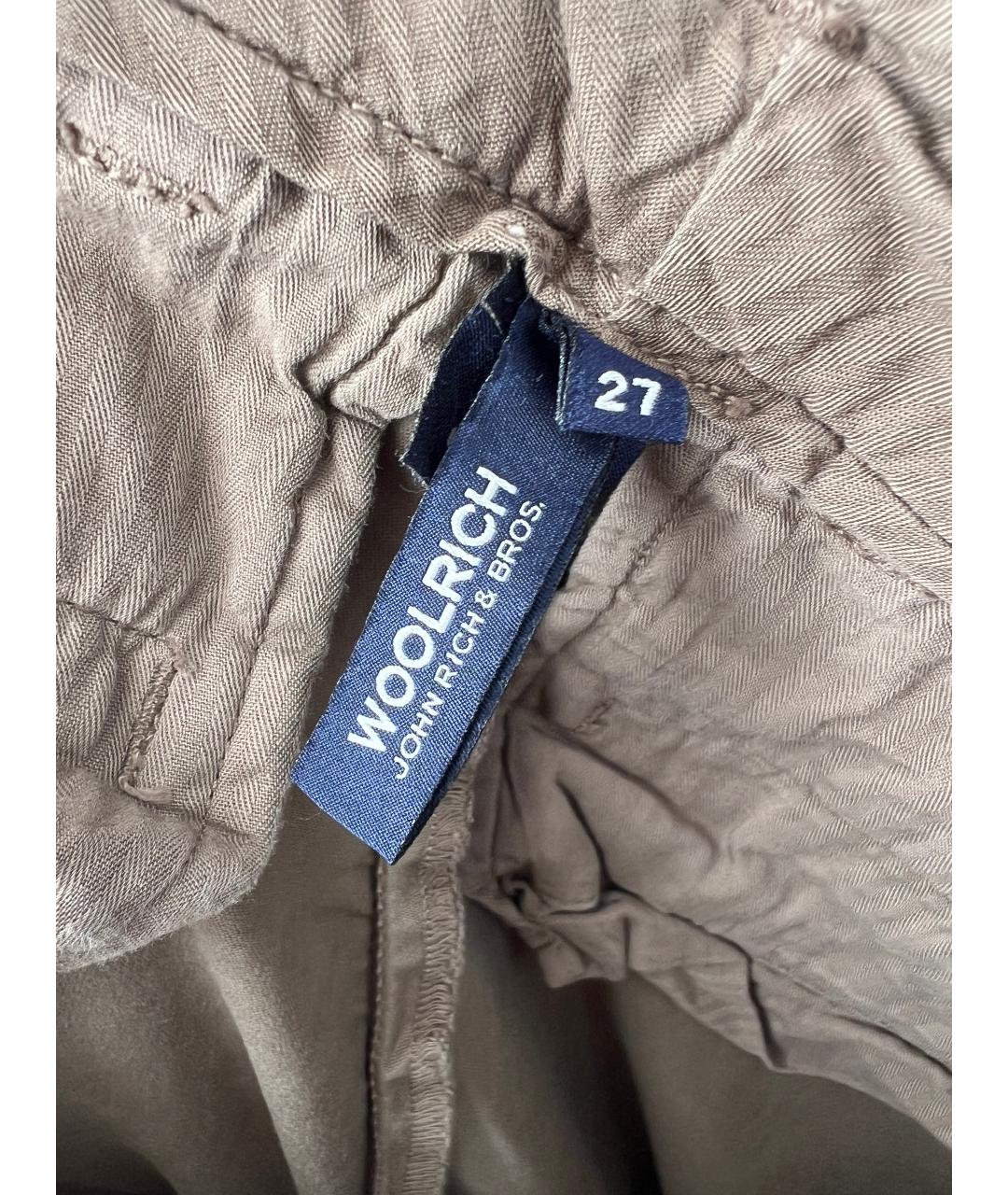 WOOLRICH Коричневые хлопковые прямые брюки, фото 6
