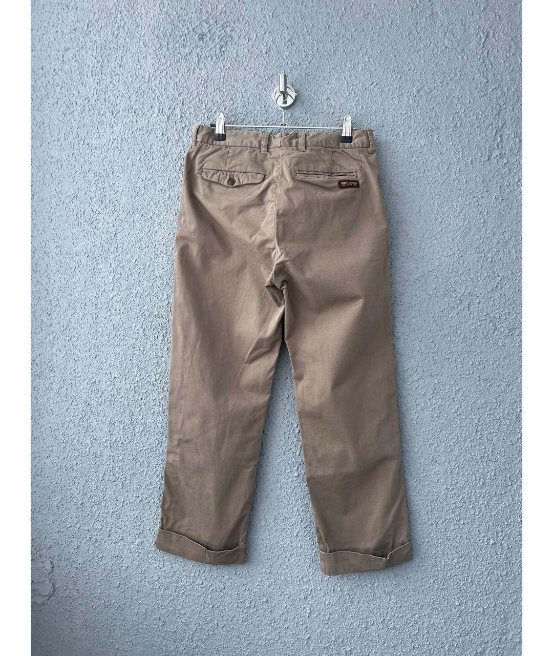 WOOLRICH Коричневые хлопковые прямые брюки, фото 7