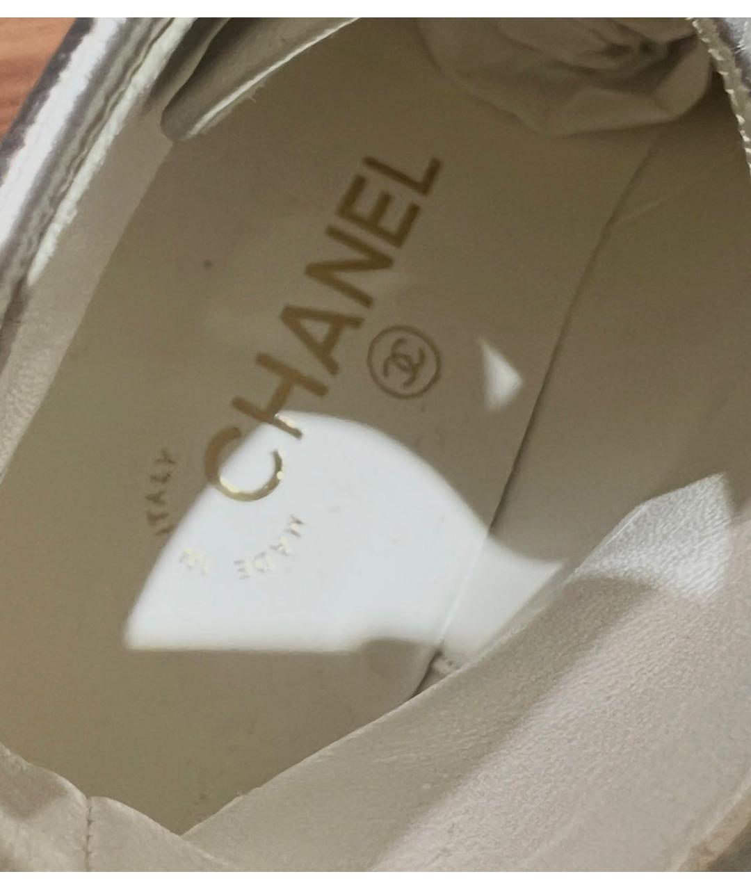 CHANEL Золотые кожаные брогги и оксфорды, фото 6