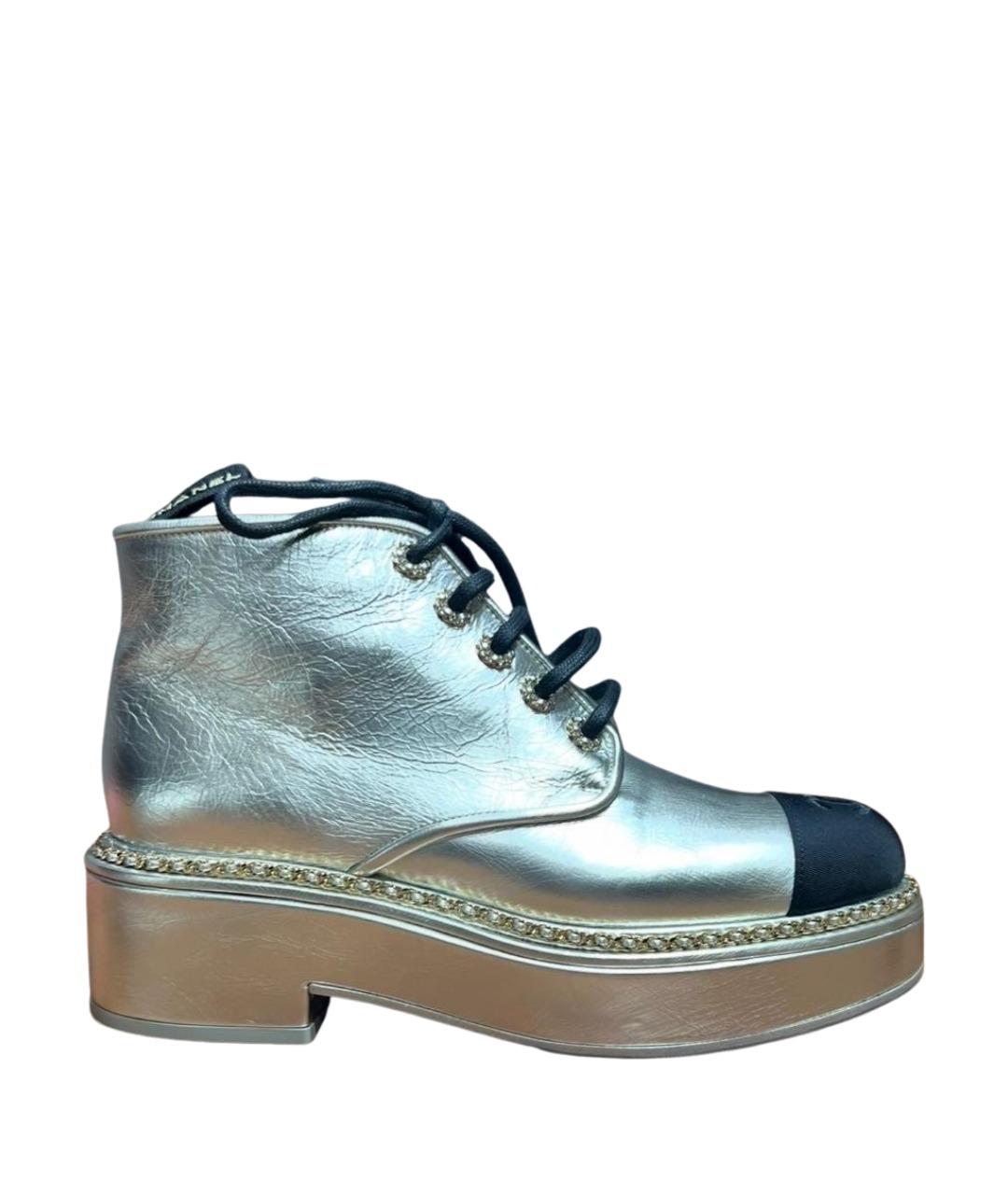 CHANEL Золотые кожаные брогги и оксфорды, фото 1