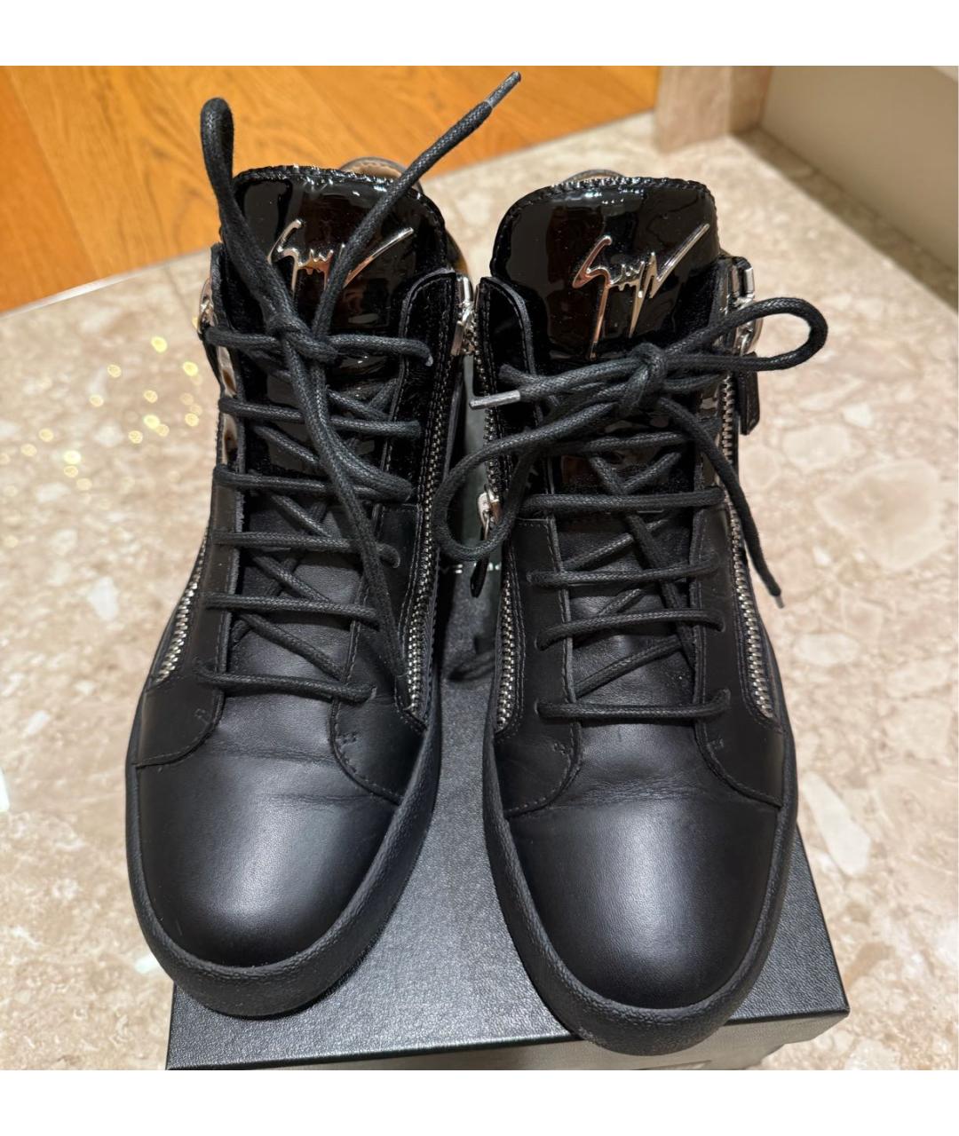 GIUSEPPE ZANOTTI DESIGN Черные кожаные высокие ботинки, фото 4