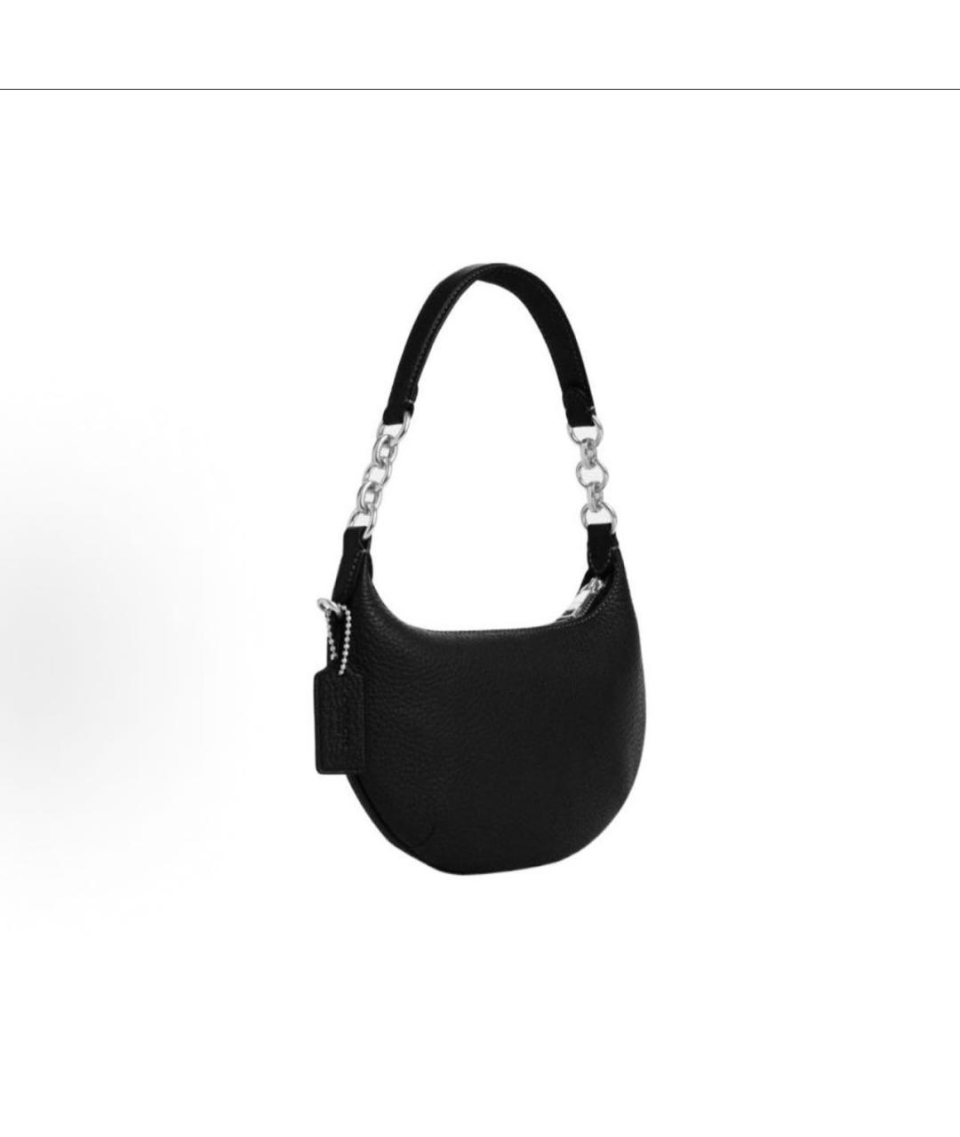 COACH Черная кожаная сумка с короткими ручками, фото 3