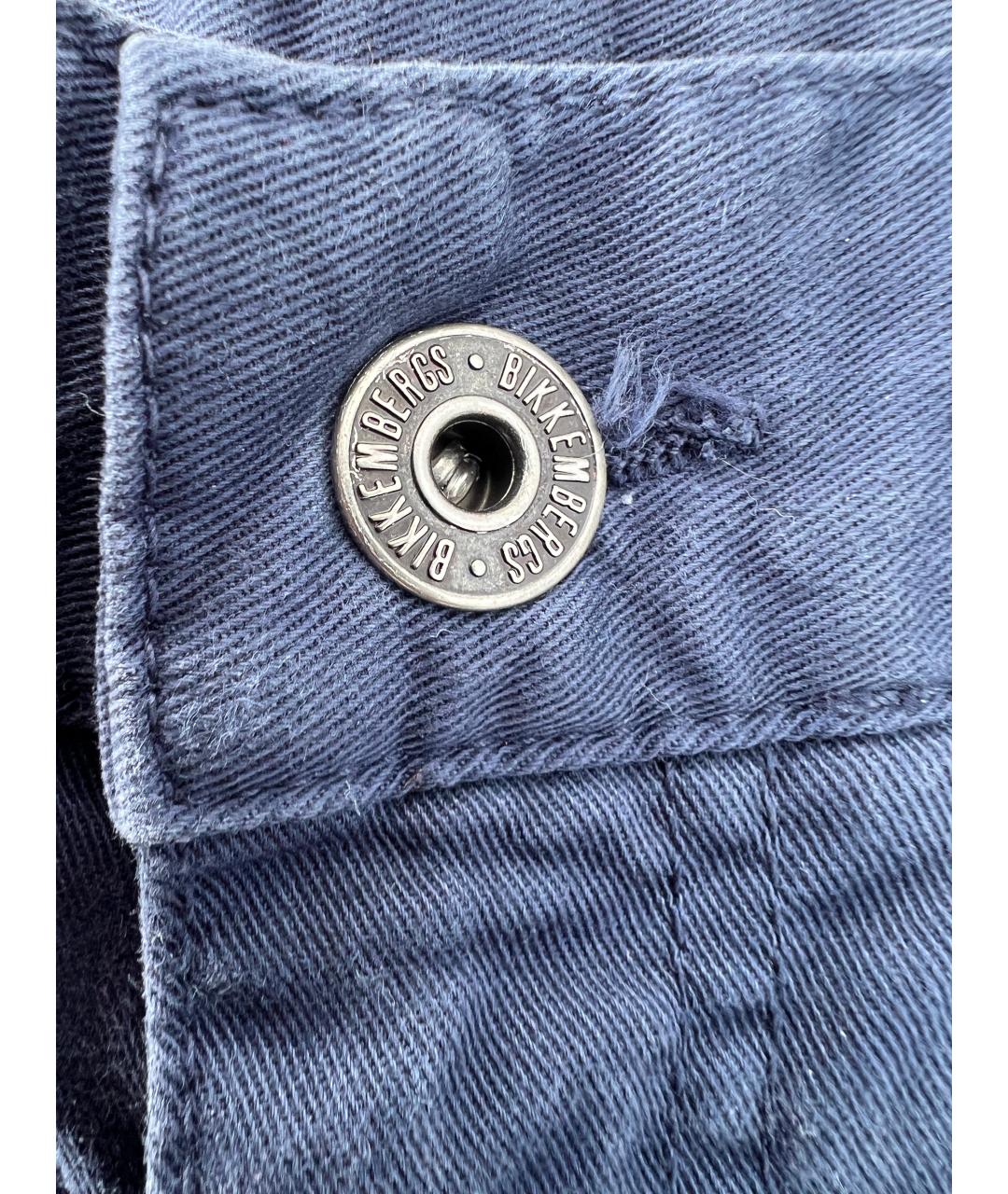 BIKKEMBERGS Темно-синие хлопковые повседневные брюки, фото 3