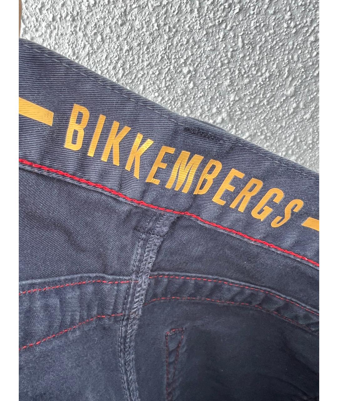 BIKKEMBERGS Темно-синие хлопковые повседневные брюки, фото 6