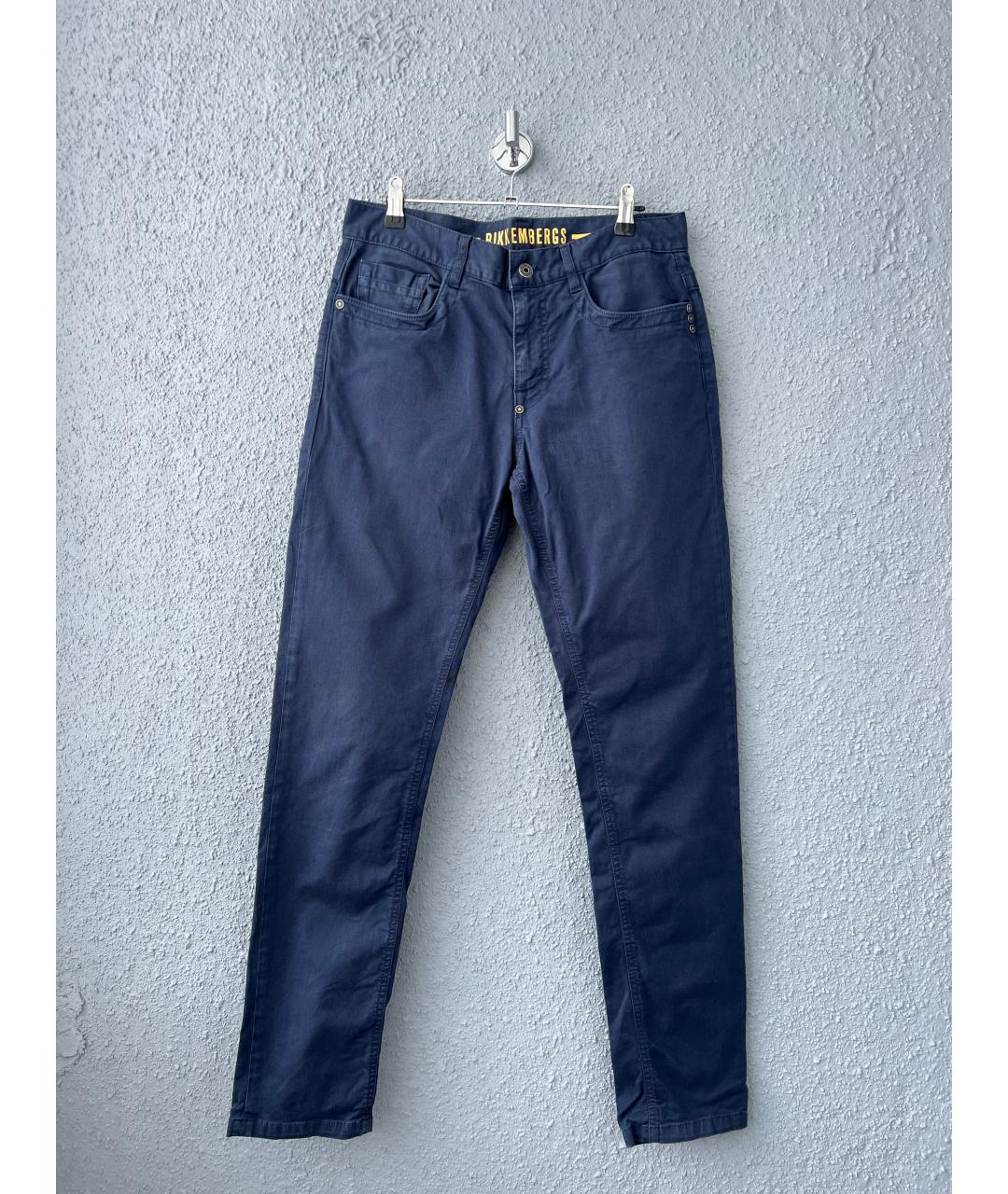 BIKKEMBERGS Темно-синие хлопковые повседневные брюки, фото 10