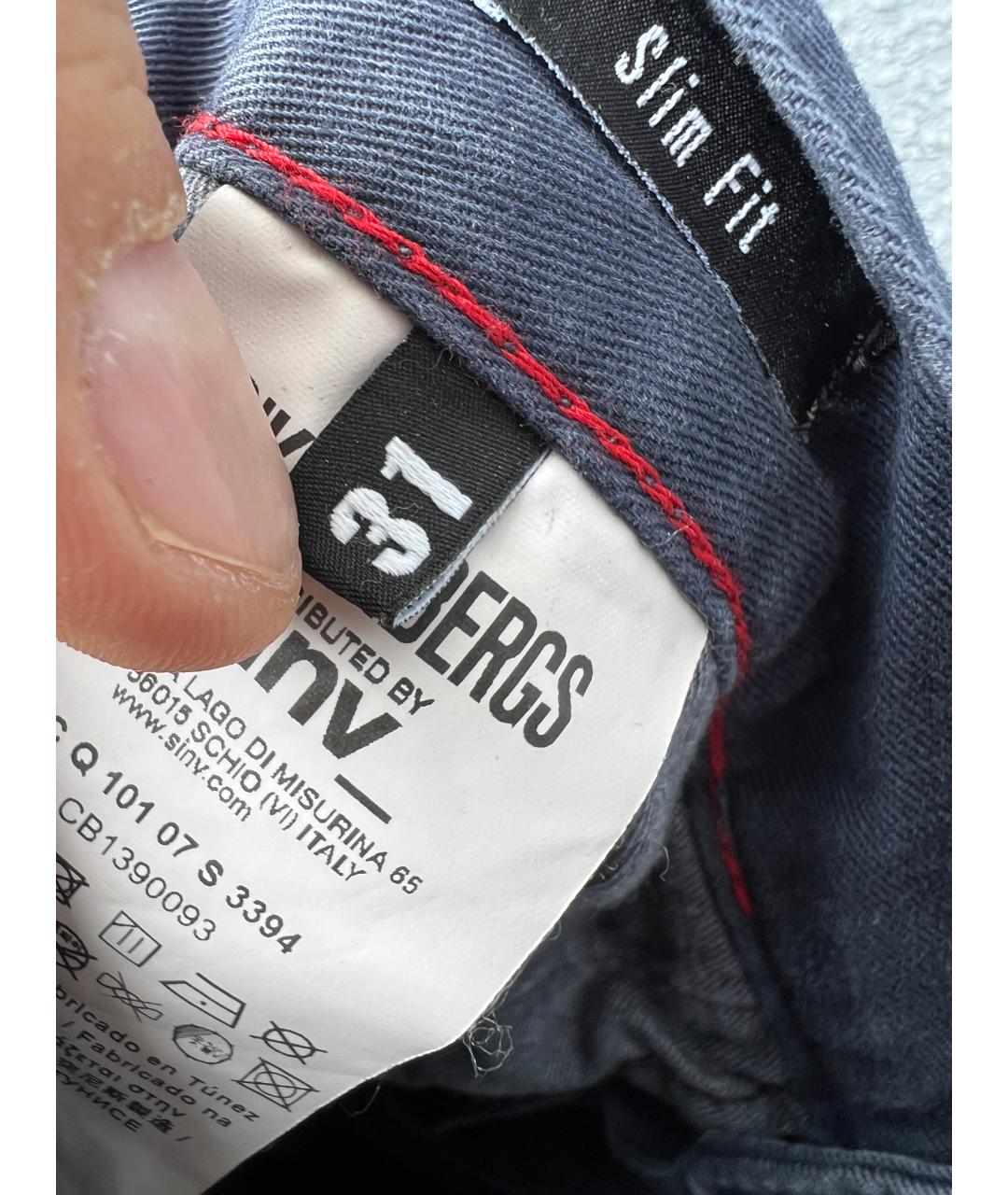 BIKKEMBERGS Темно-синие хлопковые повседневные брюки, фото 8