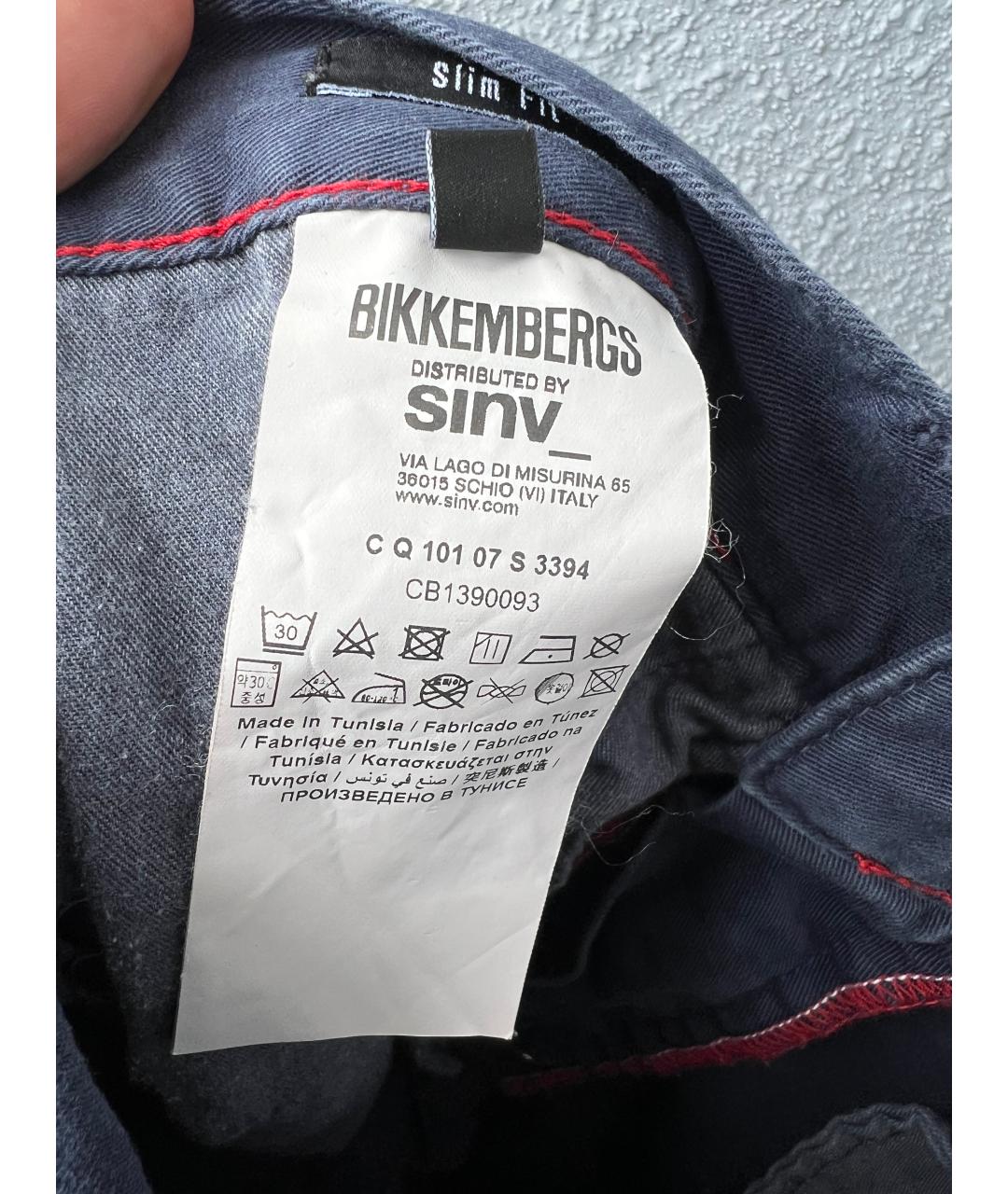 BIKKEMBERGS Темно-синие хлопковые повседневные брюки, фото 7