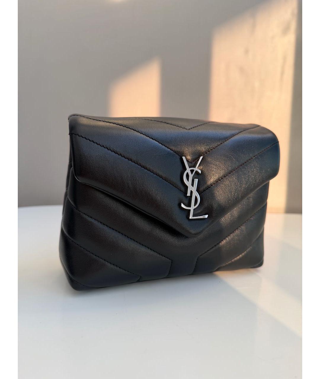 SAINT LAURENT Черная кожаная сумка через плечо, фото 2