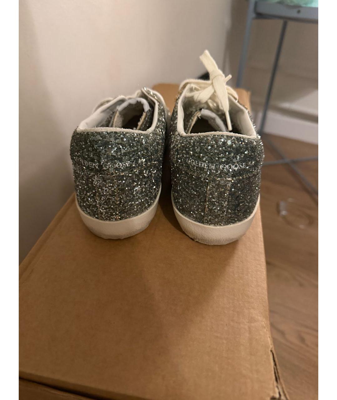 GOLDEN GOOSE DELUXE BRAND Серебряные кожаные кроссовки, фото 4