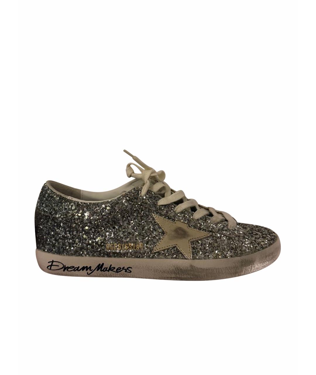 GOLDEN GOOSE DELUXE BRAND Серебряные кожаные кроссовки, фото 1