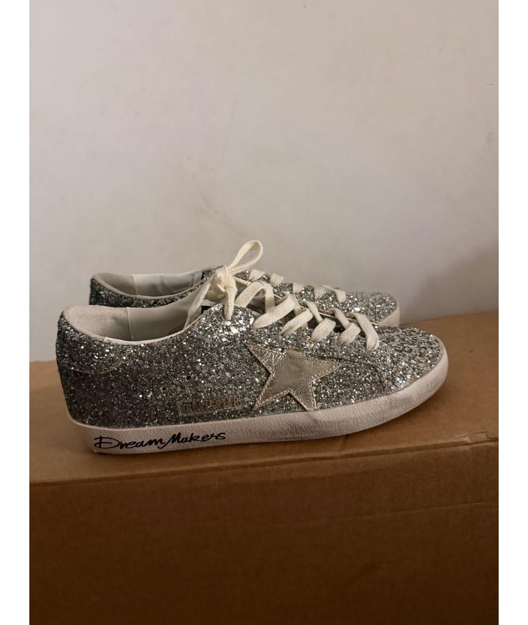 GOLDEN GOOSE DELUXE BRAND Серебряные кожаные кроссовки, фото 3