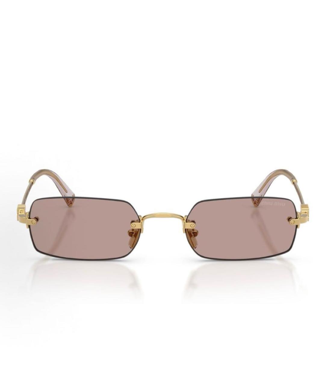 MIU MIU Бежевые металлические солнцезащитные очки, фото 2