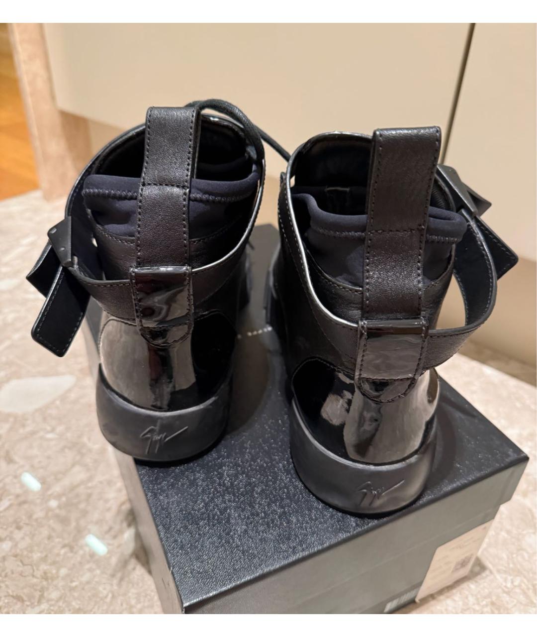 GIUSEPPE ZANOTTI DESIGN Черные кожаные высокие ботинки, фото 4