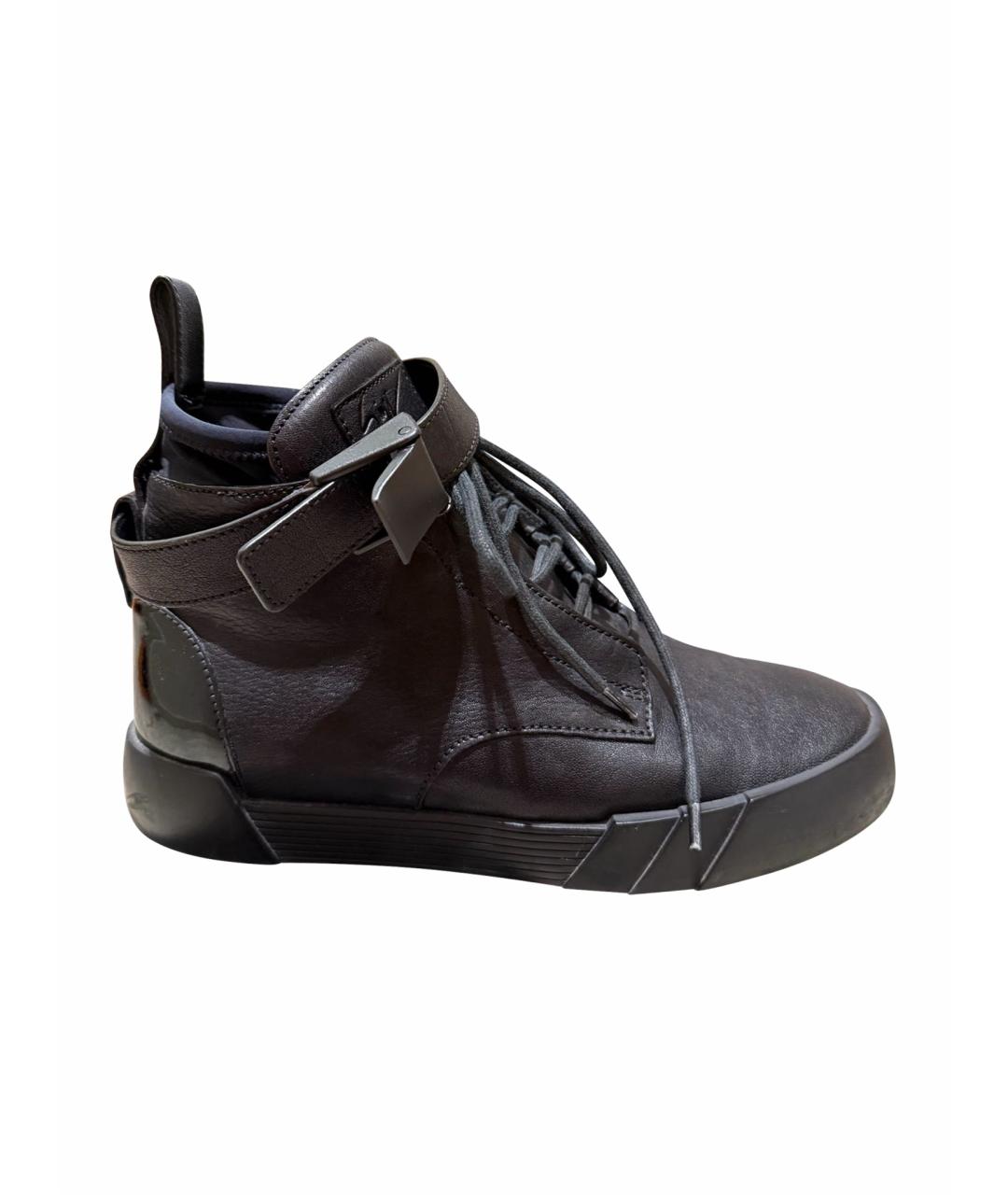 GIUSEPPE ZANOTTI DESIGN Черные кожаные высокие ботинки, фото 1