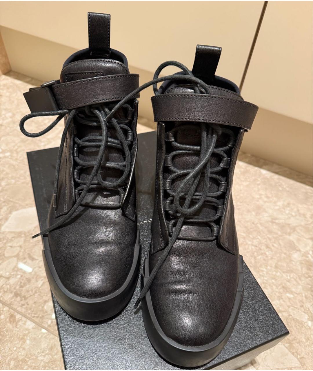 GIUSEPPE ZANOTTI DESIGN Черные кожаные высокие ботинки, фото 2