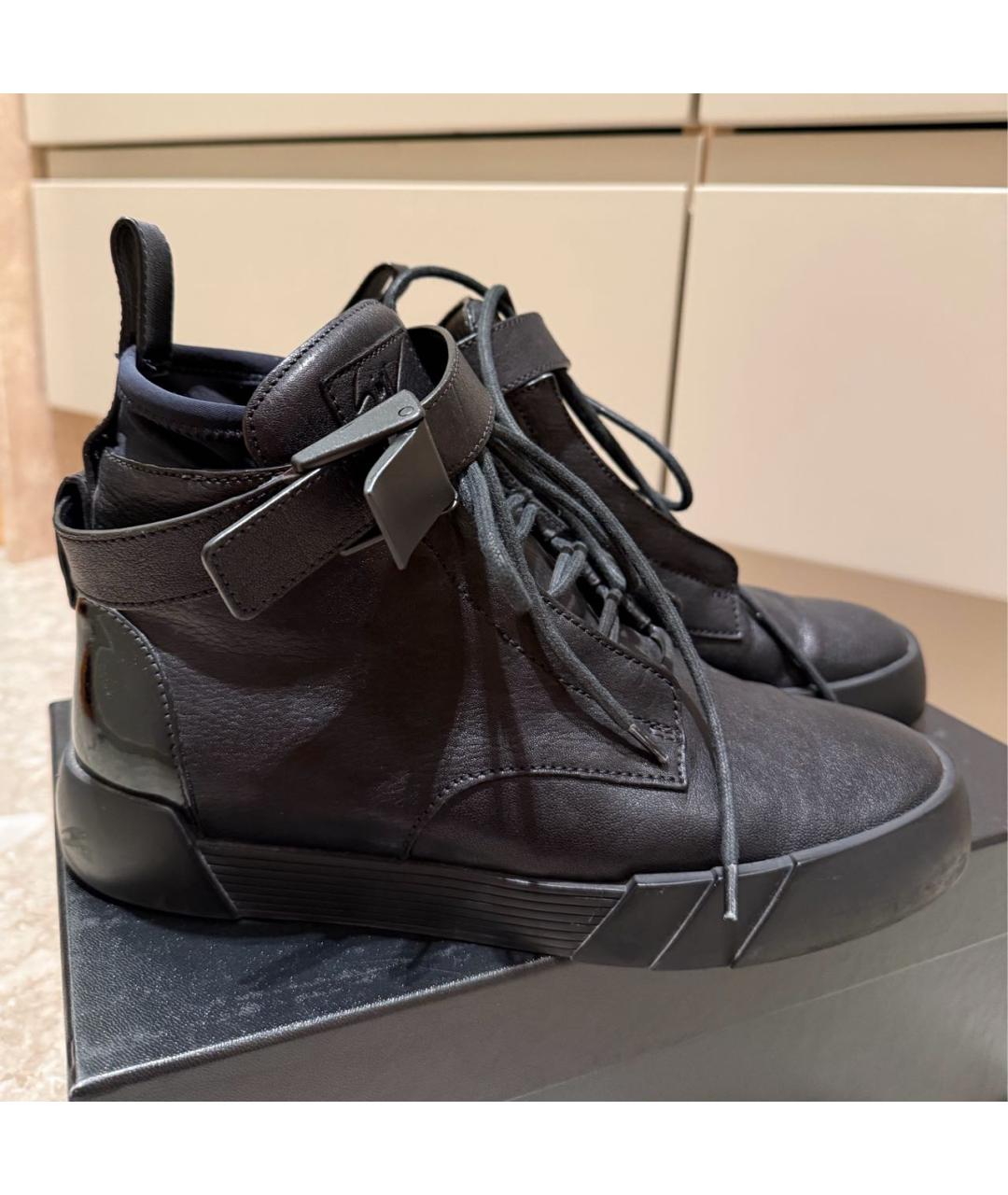 GIUSEPPE ZANOTTI DESIGN Черные кожаные высокие ботинки, фото 5