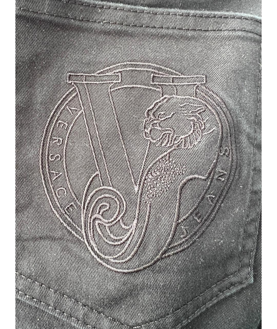 VERSACE Черные хлопковые прямые джинсы, фото 4