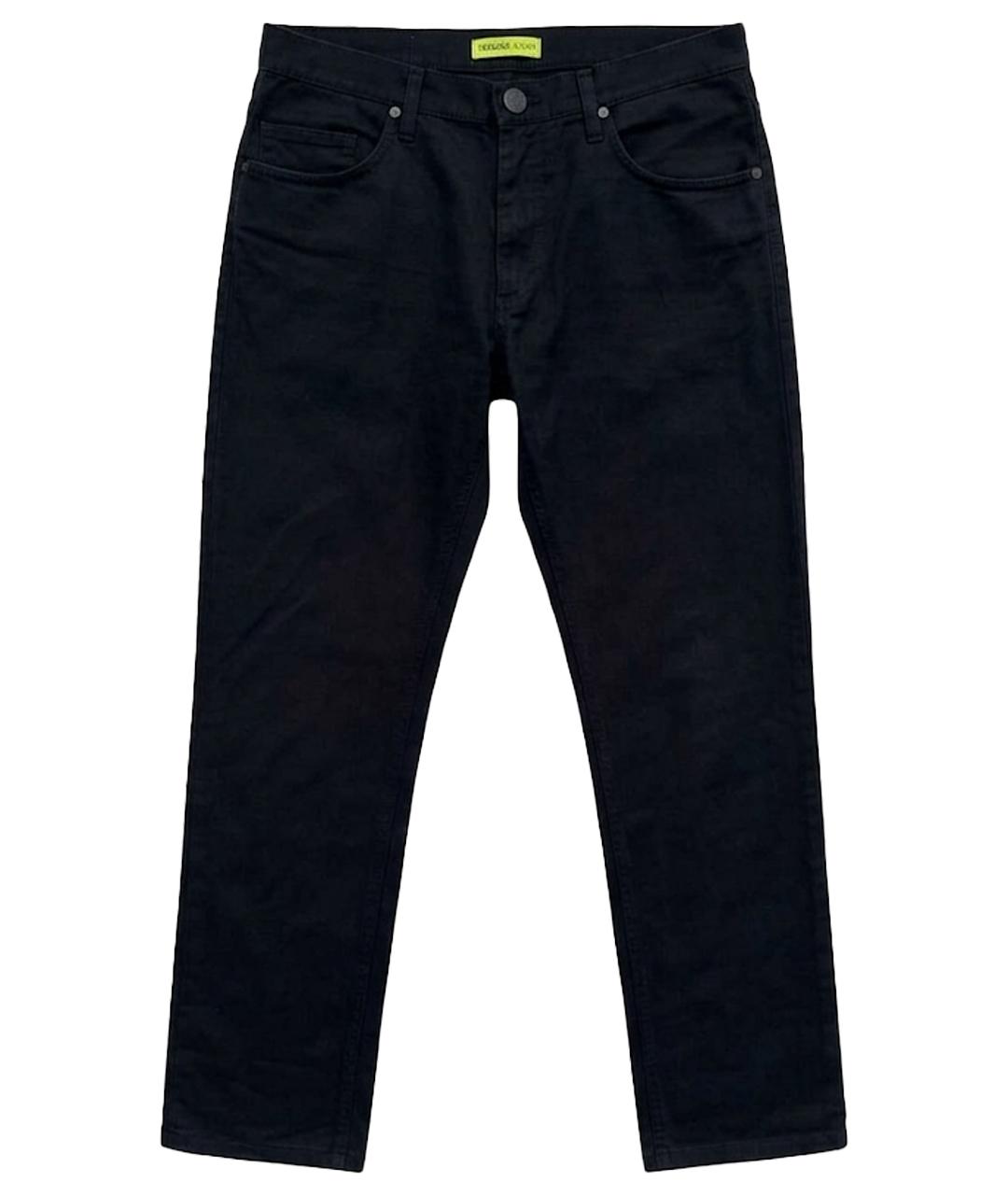 VERSACE Черные хлопковые прямые джинсы, фото 1