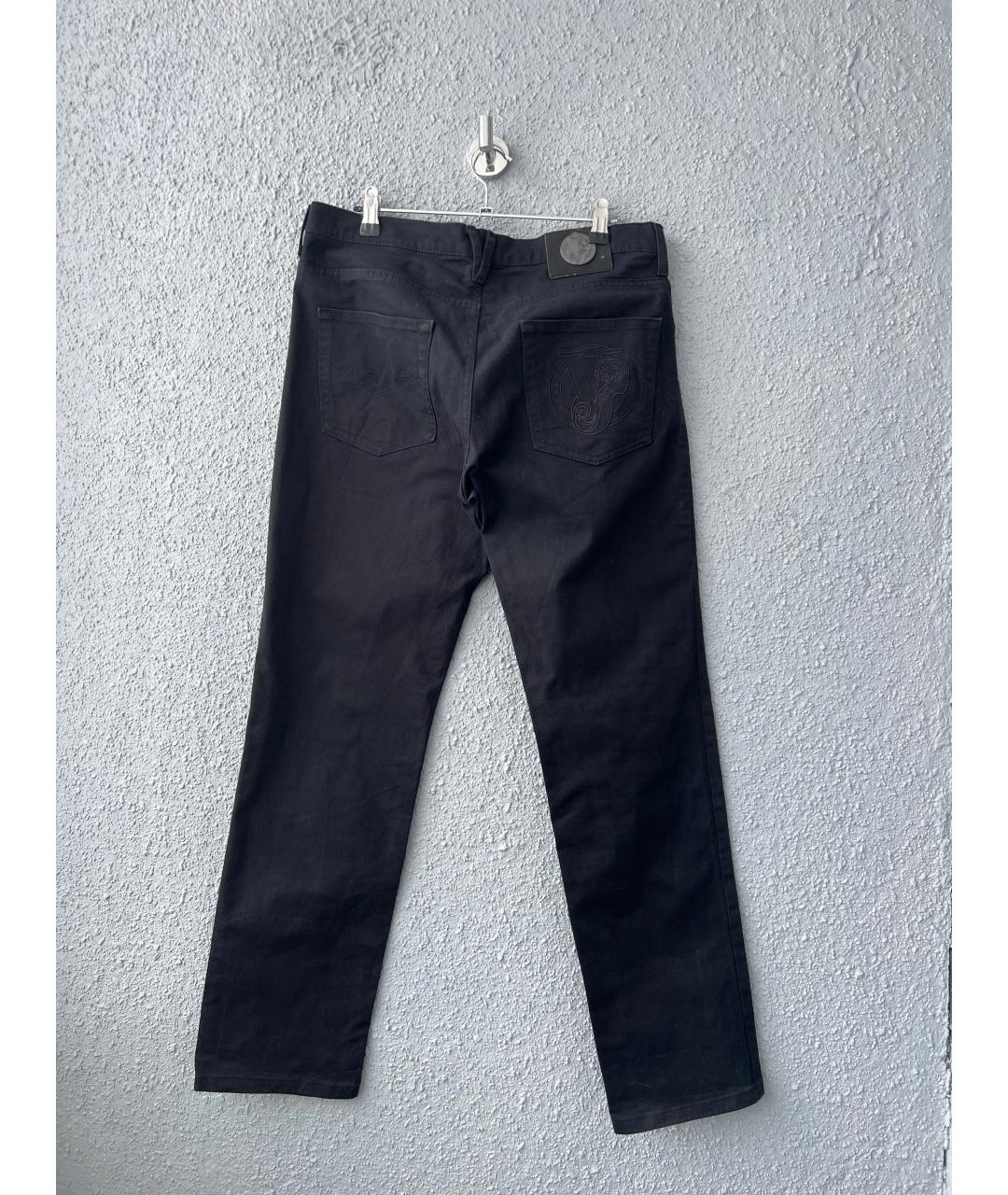 VERSACE Черные хлопковые прямые джинсы, фото 2