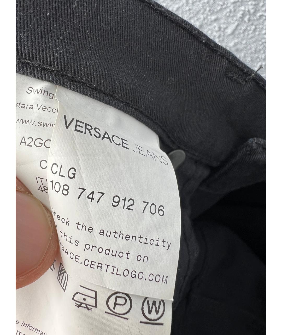 VERSACE Черные хлопковые прямые джинсы, фото 6