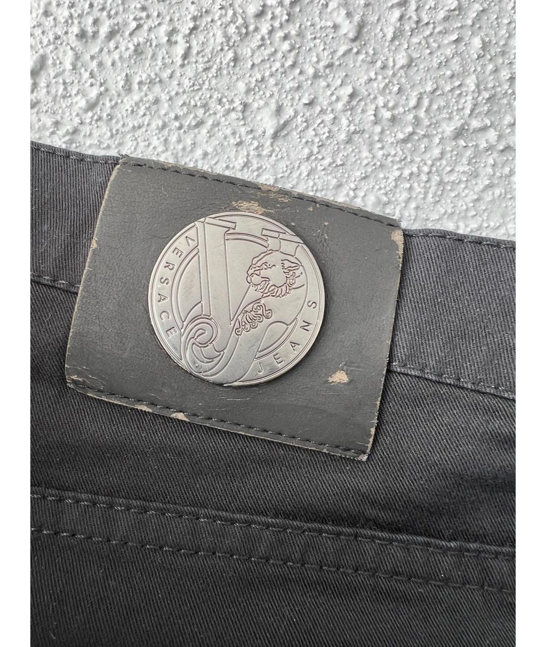 VERSACE Черные хлопковые прямые джинсы, фото 5