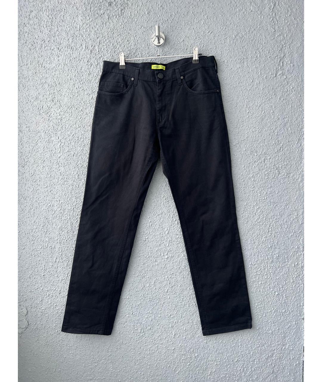 VERSACE Черные хлопковые прямые джинсы, фото 8