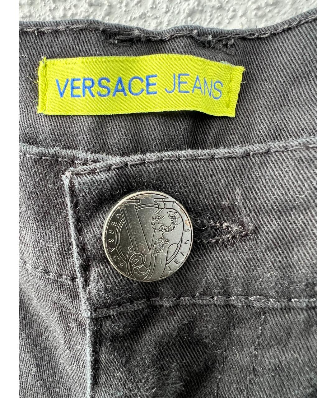 VERSACE Черные хлопковые прямые джинсы, фото 3