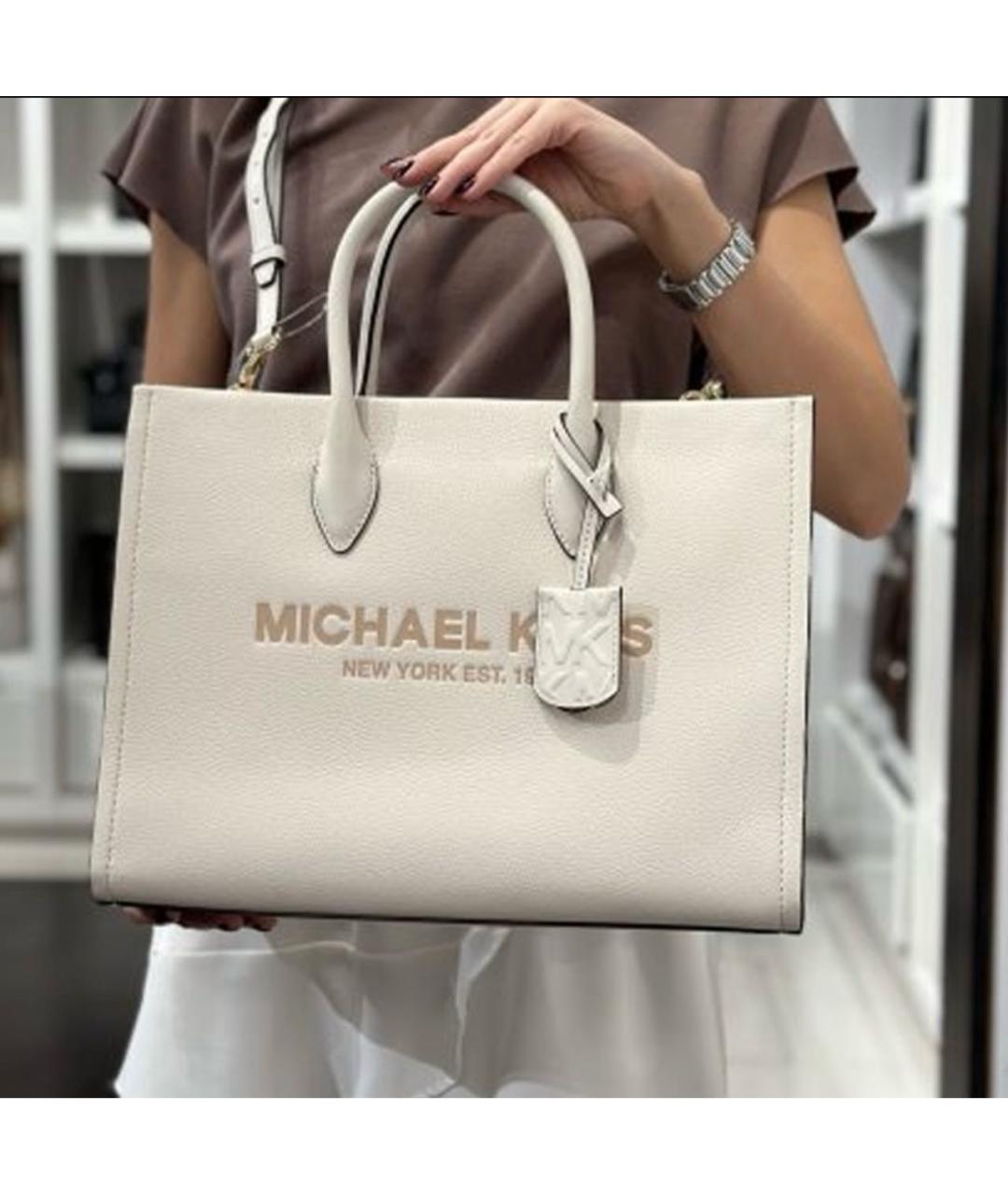 MICHAEL KORS Бежевая кожаная сумка тоут, фото 8