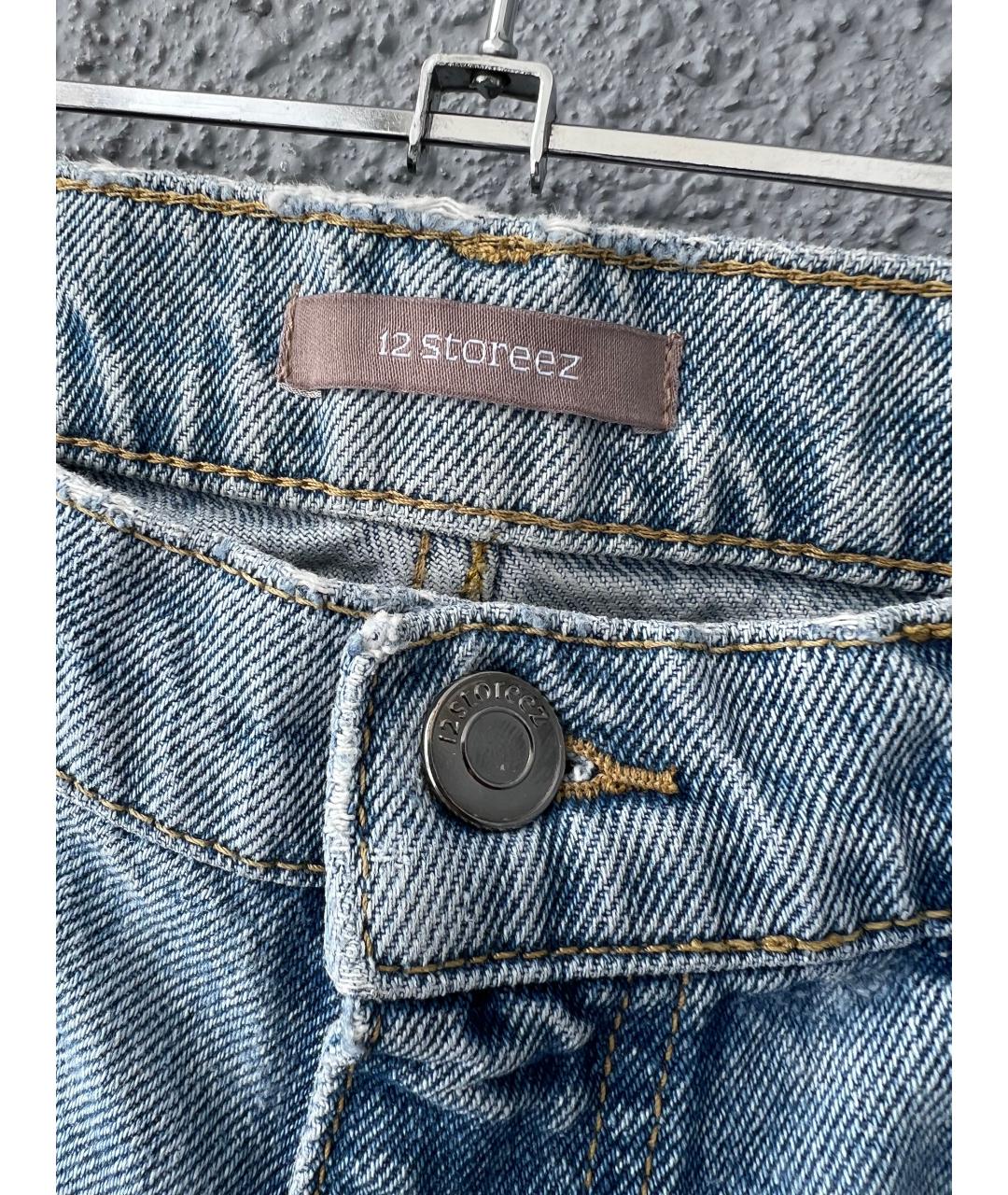 12 STOREEZ Голубые хлопковые прямые джинсы, фото 3