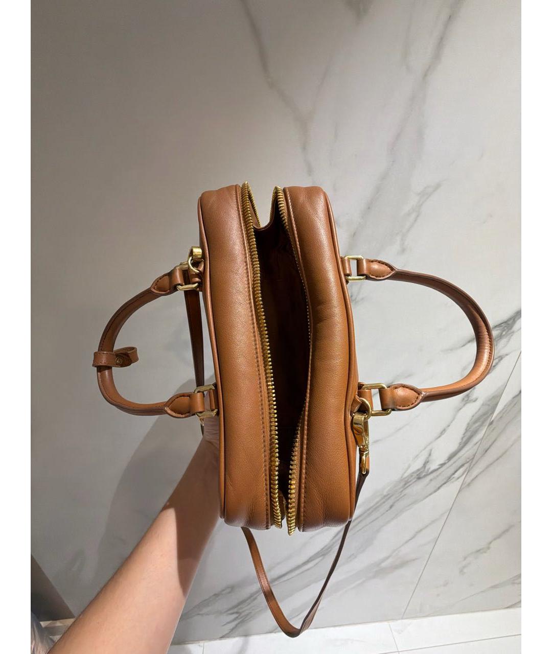 MIU MIU Коричневая кожаная сумка с короткими ручками, фото 6