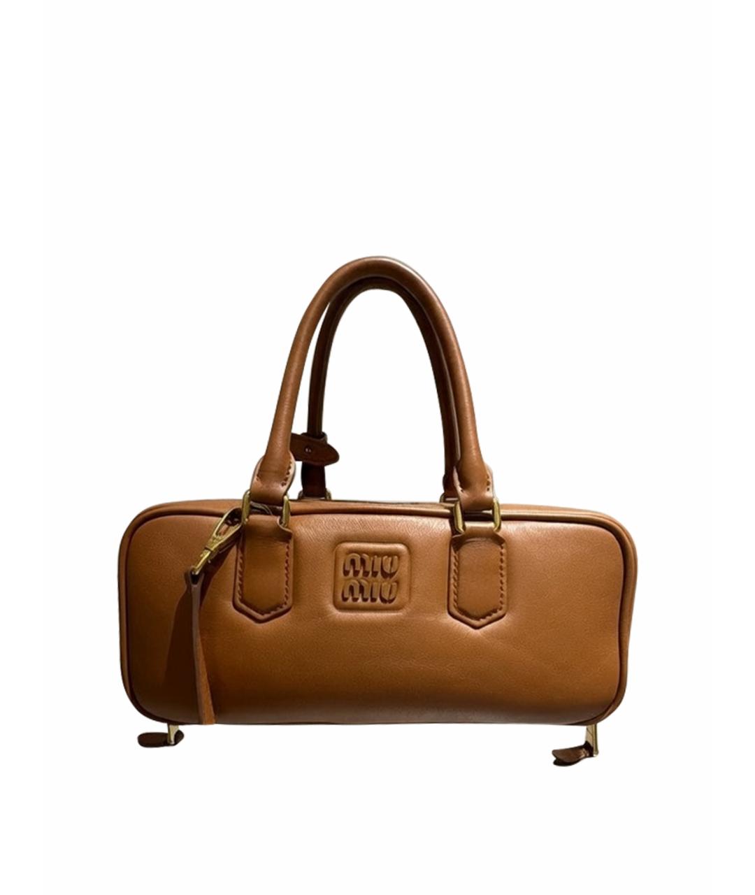 MIU MIU Коричневая кожаная сумка с короткими ручками, фото 1