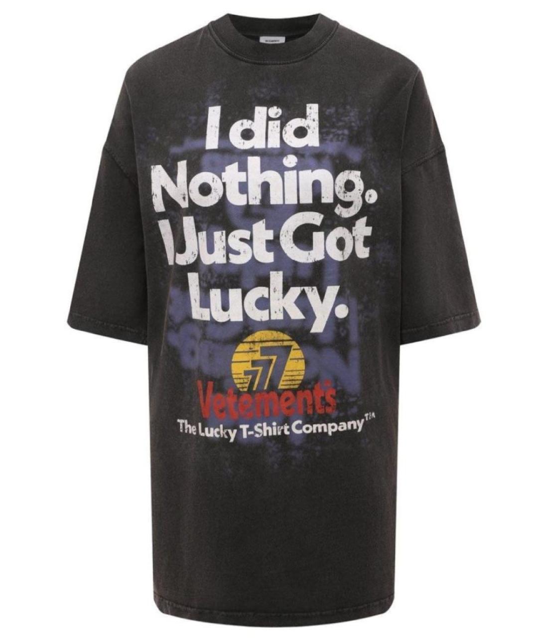 VETEMENTS Черная хлопковая футболка, фото 1