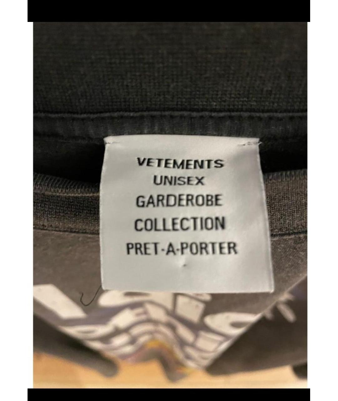 VETEMENTS Черная хлопковая футболка, фото 4